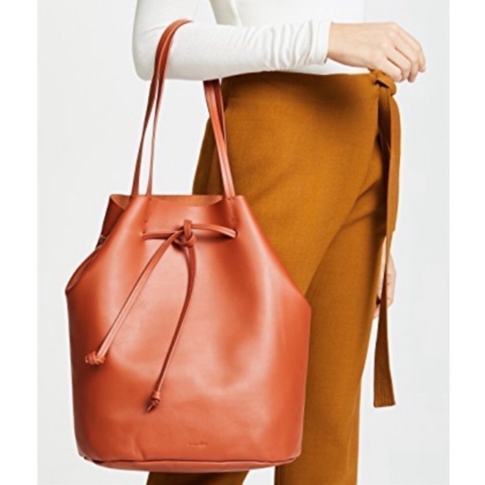 Steven Alan Dylan Drawstring Leather Tote In Orange
